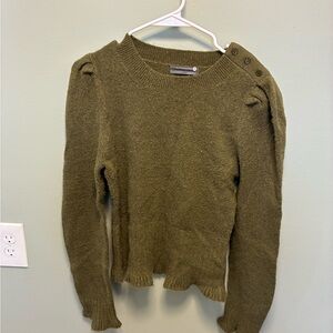 Anthropologie Moss Green Button-Shoulder Sweater